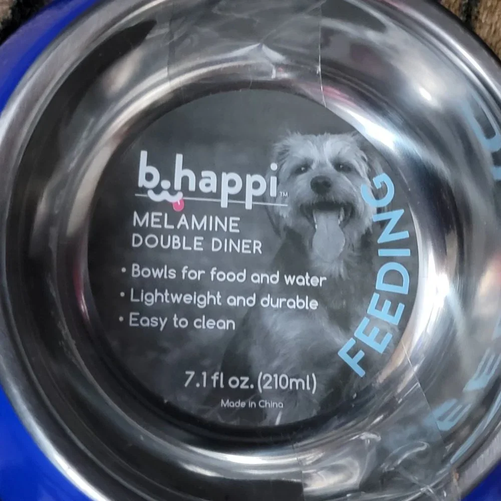 Pet Bowl Set Dog or Cat Stainless blue small 7.1 fl oz.